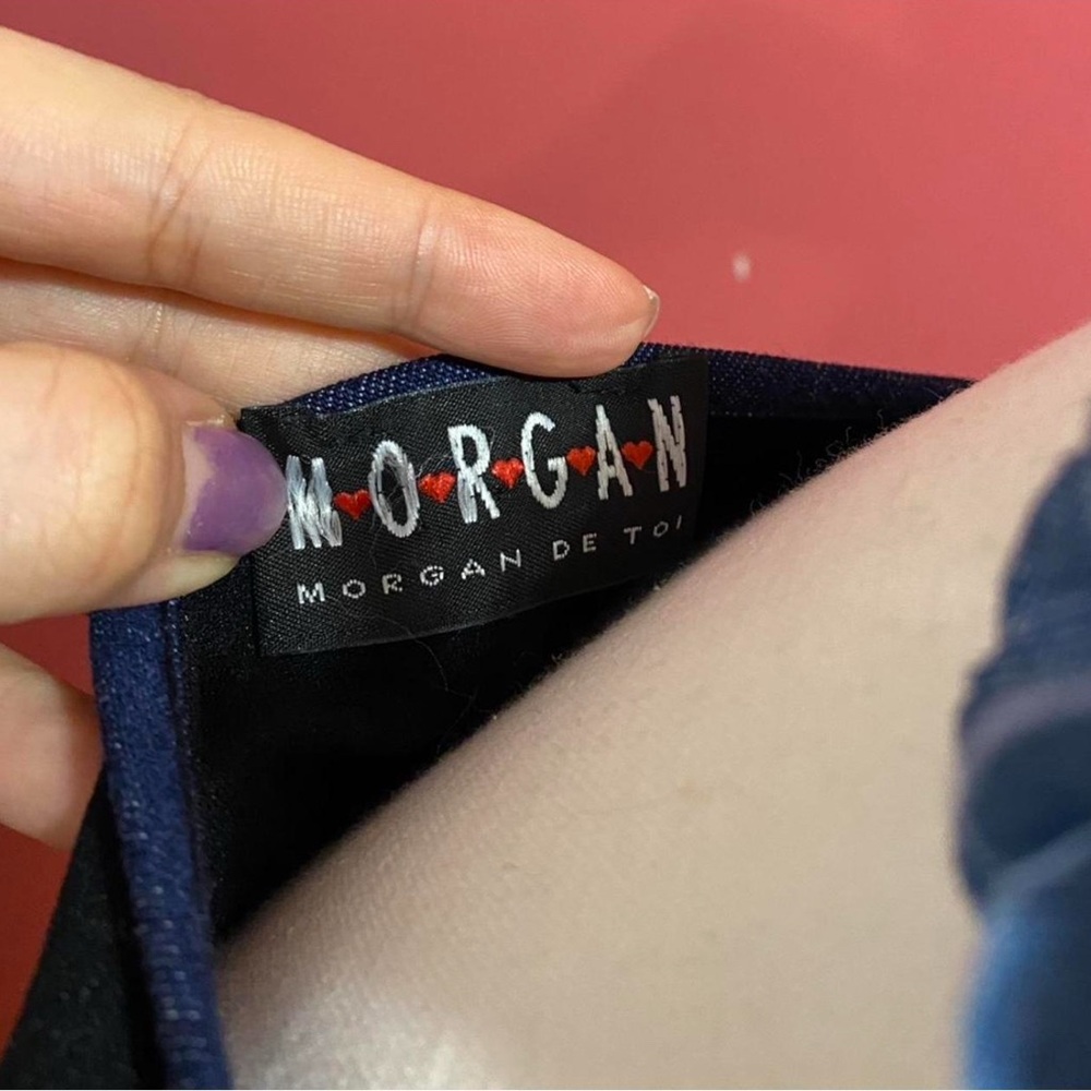 Y2K Morgan De Toi Denim Detail Butterfly Sleeve Top - Picture 4 of 5